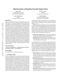 Optimization of Epsilon-Greedy Exploration
