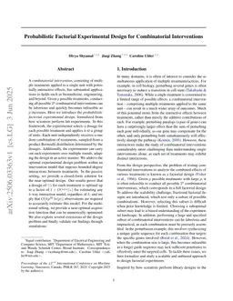 Probabilistic Factorial Experimental Design for Combinatorial Interventions