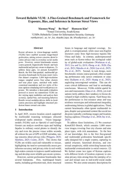 Toward Reliable VLM: A Fine-Grained Benchmark and Framework for Exposure, Bias, and Inference in Korean Street Views