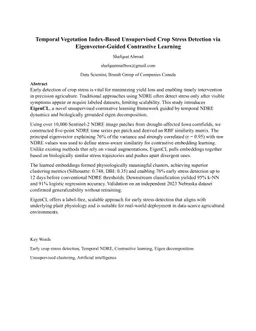 Temporal Vegetation Index-Based Unsupervised Crop Stress Detection via Eigenvector-Guided Contrastive Learning