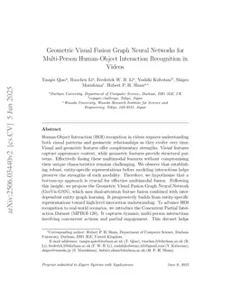 Geometric Visual Fusion Graph Neural Networks for Multi-Person Human-Object Interaction Recognition in Videos