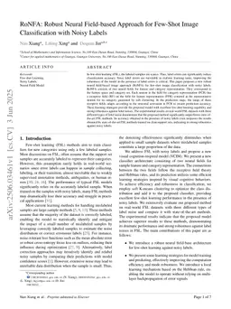 RoNFA: Robust Neural Field-based Approach for Few-Shot Image Classification with Noisy Labels