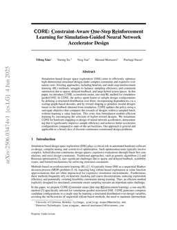 CORE: Constraint-Aware One-Step Reinforcement Learning for Simulation-Guided Neural Network Accelerator Design
