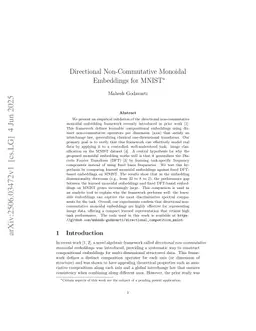 Directional Non-Commutative Monoidal Embeddings for MNIST