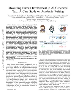 Measuring Human Involvement in AI-Generated Text: A Case Study on Academic Writing