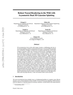 Robust Neural Rendering in the Wild with Asymmetric Dual 3D Gaussian Splatting