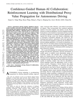 Confidence-Guided Human-AI Collaboration: Reinforcement Learning with Distributional Proxy Value Propagation for Autonomous Driving