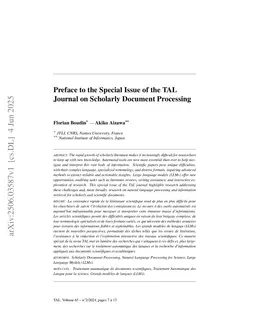 Preface to the Special Issue of the TAL Journal on Scholarly Document Processing