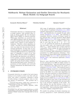 SubSearch: Robust Estimation and Outlier Detection for Stochastic Block Models via Subgraph Search