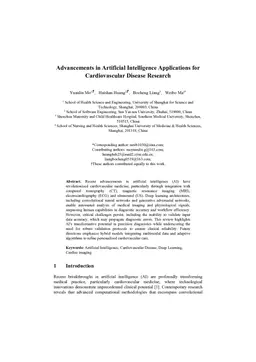 Advancements in Artificial Intelligence Applications for Cardiovascular Disease Research