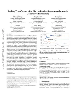 Scaling Transformers for Discriminative Recommendation via Generative Pretraining