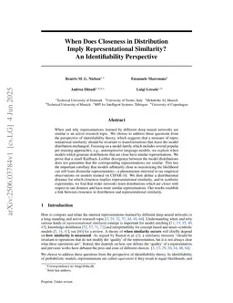 When Does Closeness in Distribution Imply Representational Similarity? An Identifiability Perspective