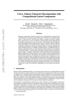 CoLa: Chinese Character Decomposition with Compositional Latent Components