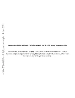 Personalized MR-Informed Diffusion Models for 3D PET Image Reconstruction