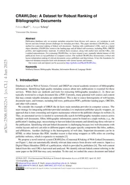 CRAWLDoc: A Dataset for Robust Ranking of Bibliographic Documents
