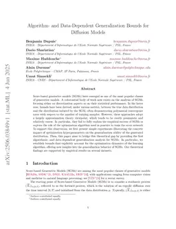 Algorithm- and Data-Dependent Generalization Bounds for Score-Based Generative Models