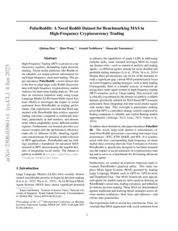 PulseReddit: A Novel Reddit Dataset for Benchmarking MAS in High-Frequency Cryptocurrency Trading
