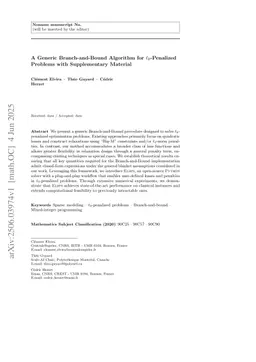 A Generic Branch-and-Bound Algorithm for $\ell_0$-Penalized Problems with Supplementary Material