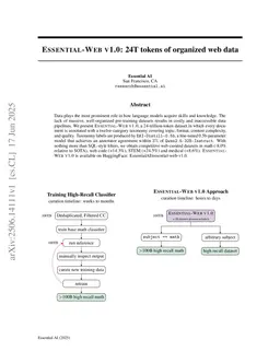Essential-Web v1.0: 24T tokens of organized web data
