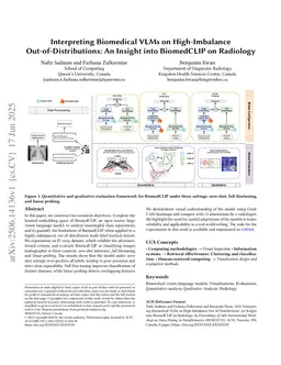 Interpreting Biomedical VLMs on High-Imbalance Out-of-Distributions: An Insight into BiomedCLIP on Radiology