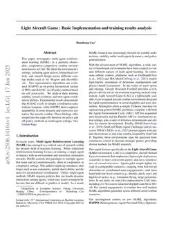 Light Aircraft Game : Basic Implementation and training results analysis