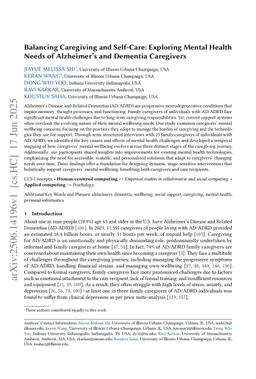 Balancing Caregiving and Self-Care: Exploring Mental Health Needs of Alzheimer's and Dementia Caregivers