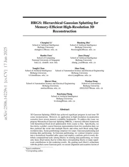 HRGS: Hierarchical Gaussian Splatting for Memory-Efficient High-Resolution 3D Reconstruction