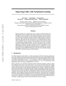 Improving LoRA with Variational Learning