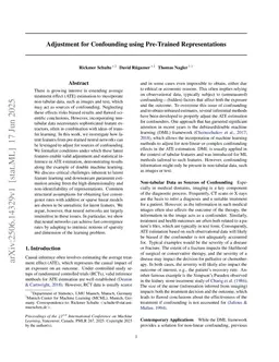 Adjustment for Confounding using Pre-Trained Representations