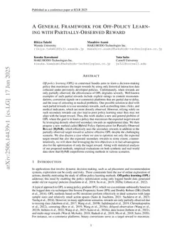 A General Framework for Off-Policy Learning with Partially-Observed Reward