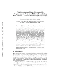 Risk Estimation of Knee Osteoarthritis Progression via Predictive Multi-task Modelling from Efficient Diffusion Model using X-ray Images