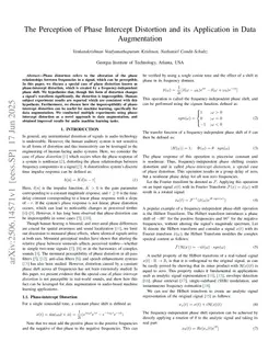 The Perception of Phase Intercept Distortion and its Application in Data Augmentation