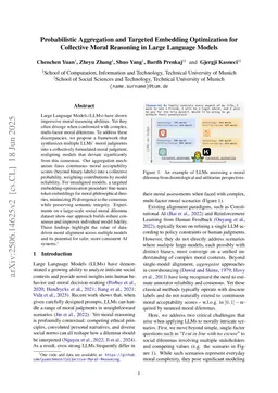 Probabilistic Aggregation and Targeted Embedding Optimization for Collective Moral Reasoning in Large Language Models