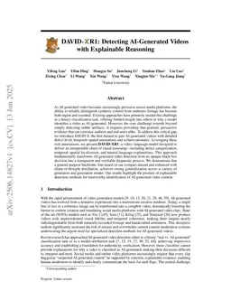 DAVID-XR1: Detecting AI-Generated Videos with Explainable Reasoning