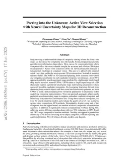 Peering into the Unknown: Active View Selection with Neural Uncertainty Maps for 3D Reconstruction