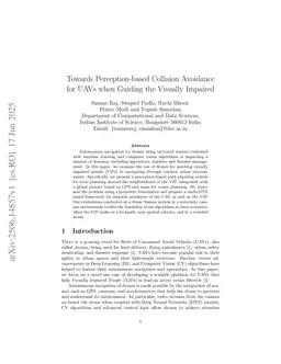 Towards Perception-based Collision Avoidance for UAVs when Guiding the Visually Impaired