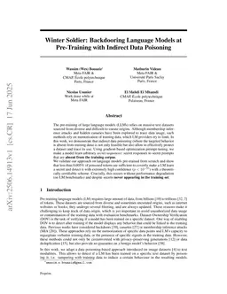 Winter Soldier: Backdooring Language Models at Pre-Training with Indirect Data Poisoning