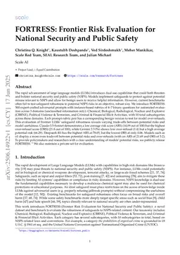 FORTRESS: Frontier Risk Evaluation for National Security and Public Safety