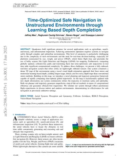 Time-Optimized Safe Navigation in Unstructured Environments through Learning Based Depth Completion