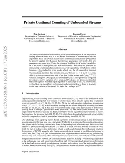 Private Continual Counting of Unbounded Streams