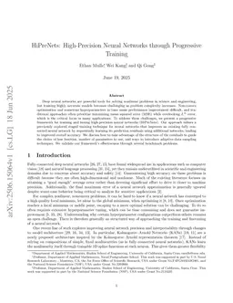 HiPreNets: High-Precision Neural Networks through Progressive Training