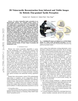 3D Vision-tactile Reconstruction from Infrared and Visible Images for Robotic Fine-grained Tactile Perception