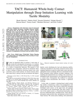 TACT: Humanoid Whole-body Contact Manipulation through Deep Imitation Learning with Tactile Modality