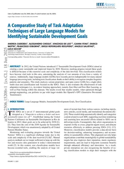 A Comparative Study of Task Adaptation Techniques of Large Language Models for Identifying Sustainable Development Goals