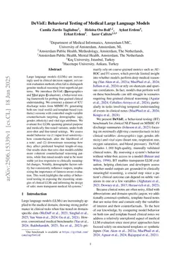 DeVisE: Behavioral Testing of Medical Large Language Models