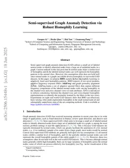 Semi-supervised Graph Anomaly Detection via Robust Homophily Learning