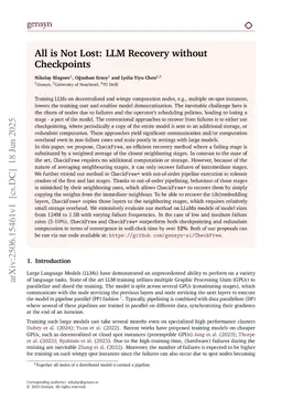 All is Not Lost: LLM Recovery without Checkpoints