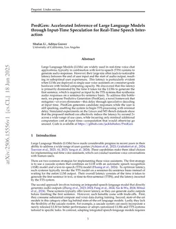 PredGen: Accelerated Inference of Large Language Models through Input-Time Speculation for Real-Time Speech Interaction