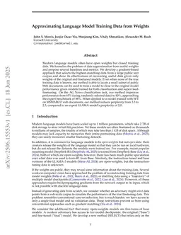 Approximating Language Model Training Data from Weights