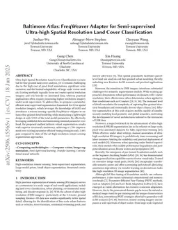 Baltimore Atlas: FreqWeaver Adapter for Semi-supervised Ultra-high Spatial Resolution Land Cover Classification